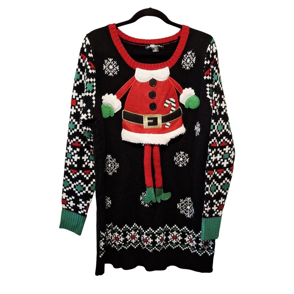 United States Sweaters XL Holiday Knit Sweater With Santa Design & Fair Isle Pat